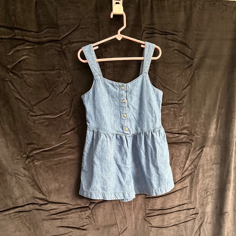 Old Navy denim romper with pockets, girls size 8